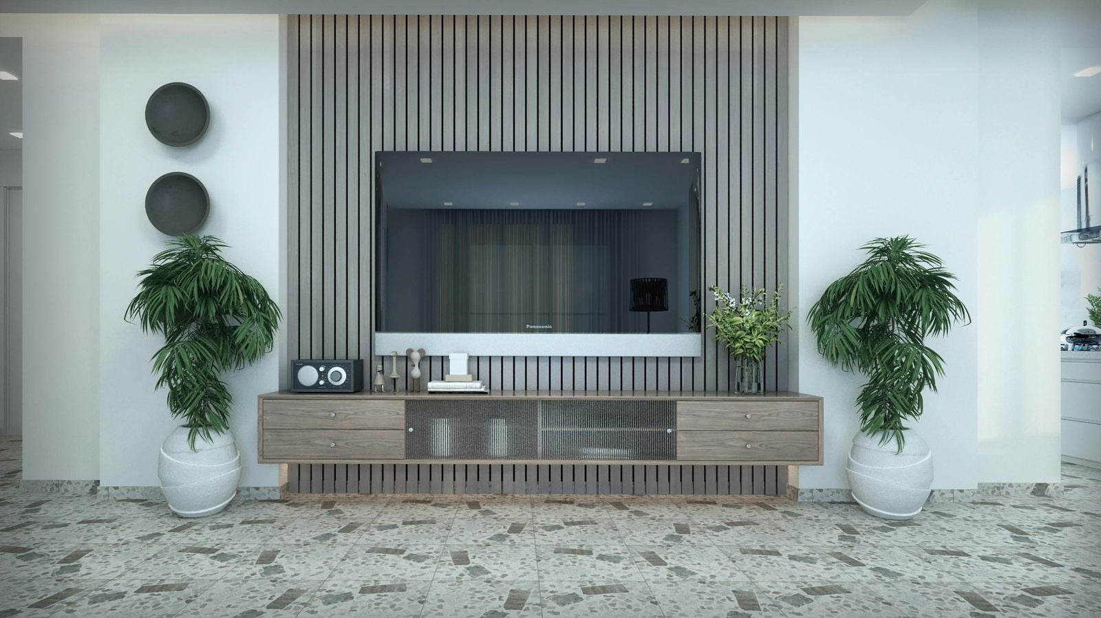 Kệ tivi và vách trang trí phòng khách REHOUSE